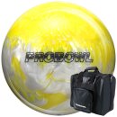 Set Bowlingball Pro Bowl weiss gelb und Tasche Deluxe
