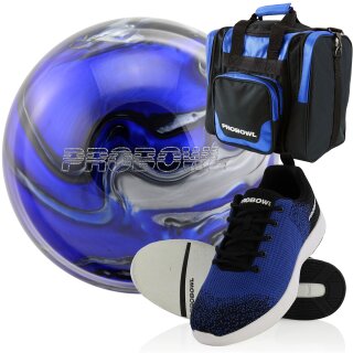 Set Pro Bowl Bowling Ball Bowlingschuhe Bowlingtasche blau 11 lbs 42